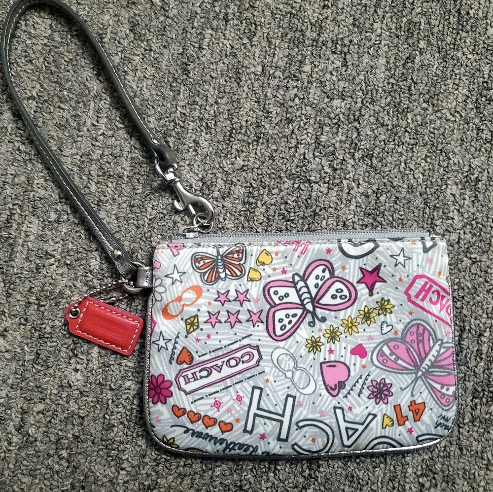 Small Coach wristlet with butterflies